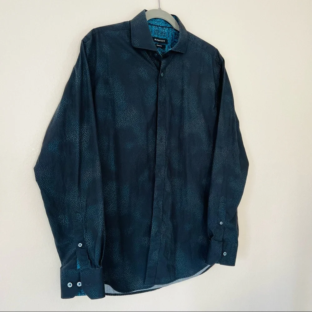 Bugatchi Shaped Fit Print Button down Shirt - Picture 4 of 6